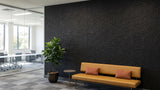 Rainfall engraved felt wall panels in Slate Marble, in an office