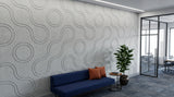Ribbon engraved felt wall panels in Silver Grey, in an office