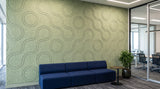 Ribbon engraved felt wall panels in Tea Green, in an office