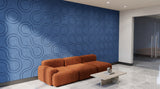 Ripple Weave engraved felt wall panels in Cornflower Blue, in a reception area
