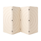 A 4 panel room divider made from acoustic PET felt in natural cotton against a white background