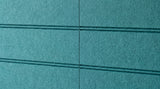 Shiplap engraved felt wall panels in Aqua Turquoise, close-up of the engraved grooves