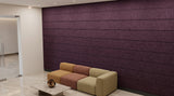 Shiplap engraved felt wall panels in Plum, in a reception area