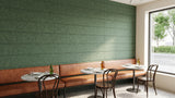 Shiplap engraved felt wall panels in Sea Green, in a restaurant