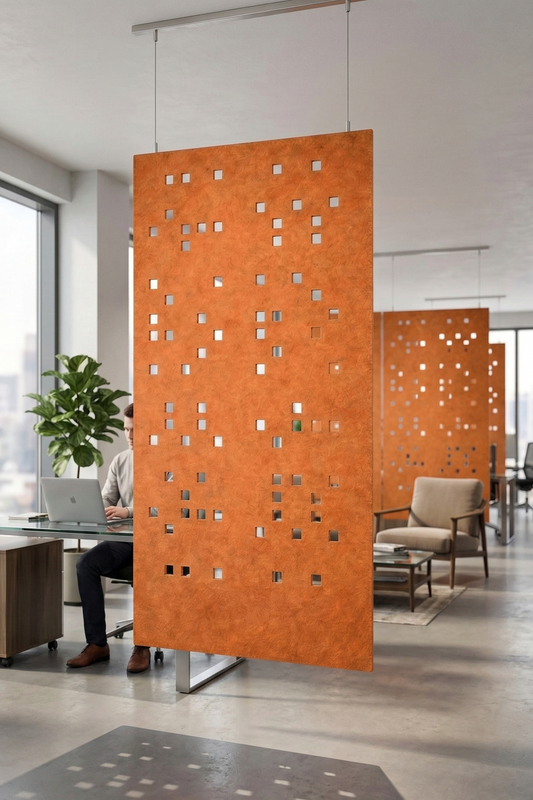 PET Felt Acoustic Hanging Divider - Square Matrix Design