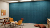 Stack engraved felt wall panels in Dragonfly, in a community space