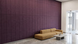 Stack engraved felt wall panels in Plum, in a reception area