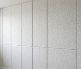 Stack engraved felt wall panels in White, close-up of the engraved grooves