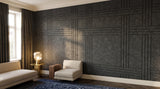 Strap engraved felt wall panels in Slate Grey, in a hotel lounge