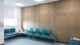 Strap engraved felt wall panels in Wheat, in a clinic waiting area