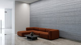 Strata engraved felt wall panels in Light Grey, in a reception area