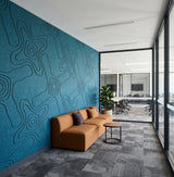 Terrain engraved felt wall panels in Dragonfly, in an office