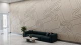 Terrain engraved felt wall panels in Manilla Beige, in a reception area