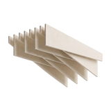 Felted trapezoid acoustic ceiling raft in natural cotton PET felt, staggered blades, on a white background