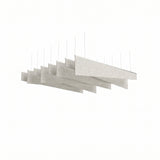 Twill acoustic ceiling baffle kit in Natural Cotton, eight PET felt blades with two tapers on silver rails