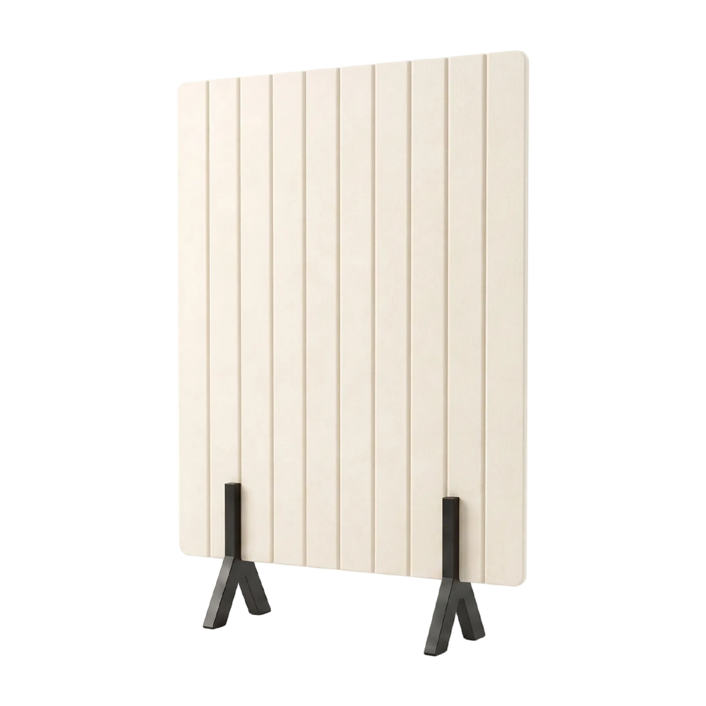 Vertical Grooved Freestanding Acoustic Screen with Wooden Feet