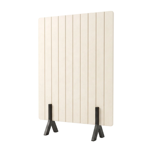 Vertical Grooved Freestanding Acoustic Screen with Wooden Feet