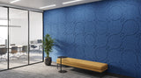 Vine engraved felt wall panels in Cornflower Blue, in an office