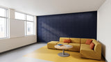 Vine engraved felt wall panels in Midnight Blue, in a school space