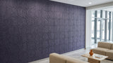 Vine engraved felt wall panels in Purple Grape, in a reception area