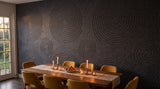 Vortex engraved felt wall panels in Paynes Grey, in a dining room