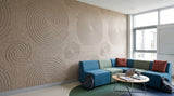 Vortex engraved felt wall panels in Wheat, in a school space