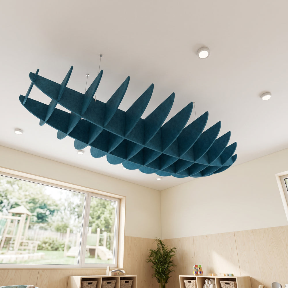 Felted Breaker acoustic ceiling baffle grid kit in Dragonfly