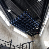 Felted Canyon acoustic ceiling baffle grid kit in Deep Ocean
