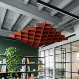 Felted Diamond acoustic ceiling baffle grid kit in Dark Rouge