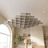 Felted Diamond acoustic ceiling baffle grid kit in Manilla Beige
