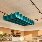 Felted Furrow acoustic ceiling baffle grid kit in Mermaid Blue