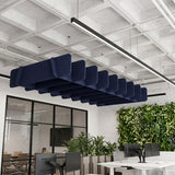 Felted Gable acoustic ceiling baffle grid kit in Oxford Blue
