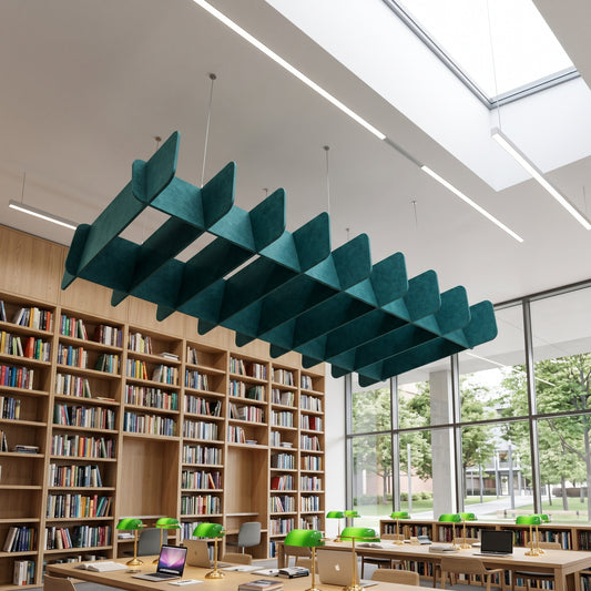 Felted Gable acoustic ceiling baffle grid kit in Teal