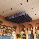 Felted Jetty acoustic ceiling baffle grid kit in Plum