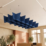 Felted Mesa acoustic ceiling baffle grid kit in Cornflower Blue
