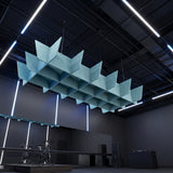 Felted Mesa acoustic ceiling baffle grid kit in Mermaid Blue