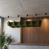 Felted Mesa acoustic ceiling baffle grid kit in Olive Green