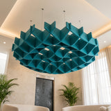 Felted Ripple acoustic ceiling baffle grid kit in Aqua Turquoise