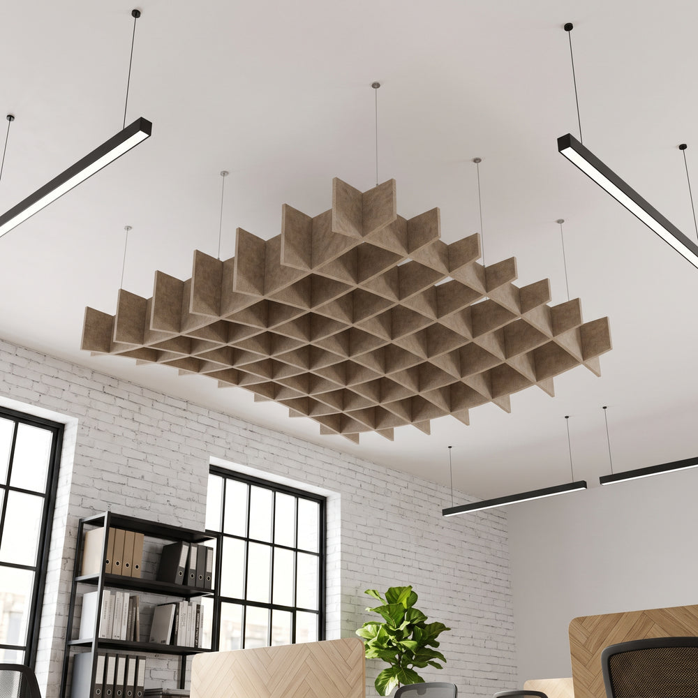 Felted Saddle acoustic ceiling baffle grid kit in Wheat