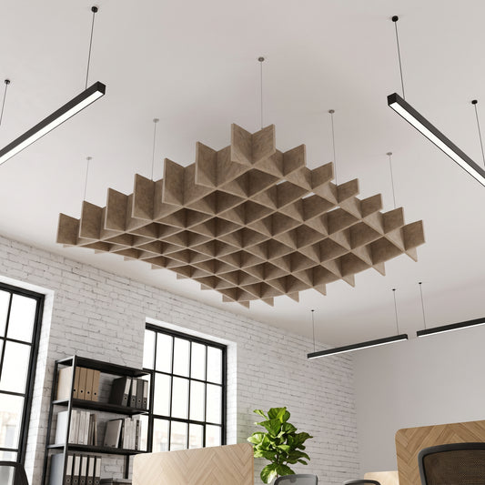Felted Saddle acoustic ceiling baffle grid kit in Wheat