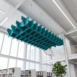 Felted Weave acoustic ceiling baffle grid kit in Aqua Turquoise