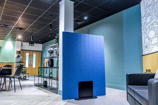 PET Felt Freestanding Acoustic Screen - Vertical Grooved with Metal Feet