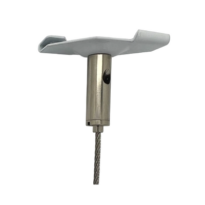 Metal tool with a gray handle on a white background