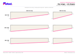 Technical drawing of the Felted trapezoid acoustic baffle range, three rakes across two lengths, with dimensions